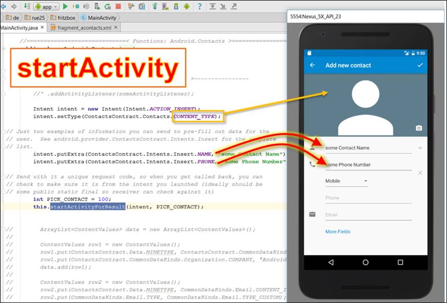 Android: StartActivity und Intent wie Makros für Apps @ codedocu_de Google